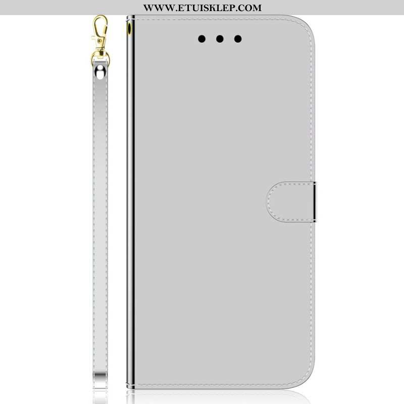 Etui Folio do iPhone 14 Pro Max Osłona Lusterka Ze Sztucznej Skóry